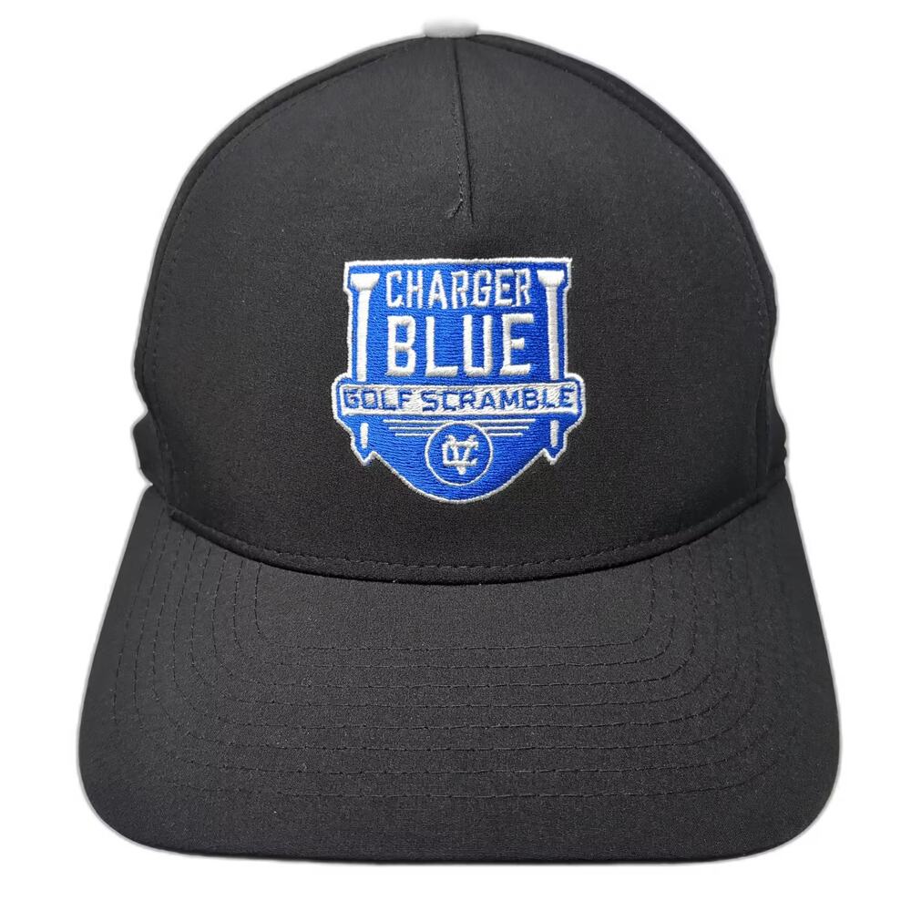 Pins & Aces Charger Blue Golf Scramble Hat Black Blue 5 Panel OS Embroidered